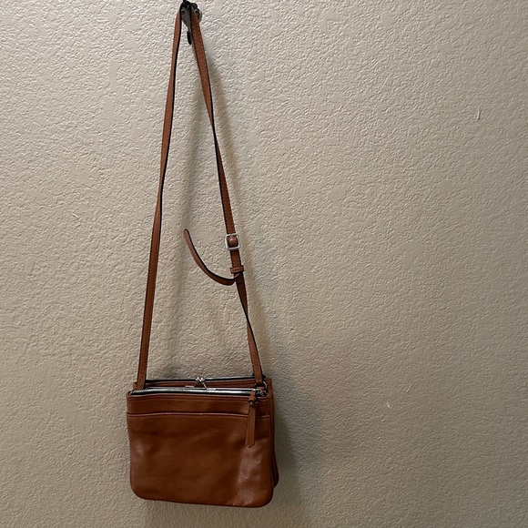 Nine West Cognac Pebbled Leather Crossbody - Picture 4 of 7